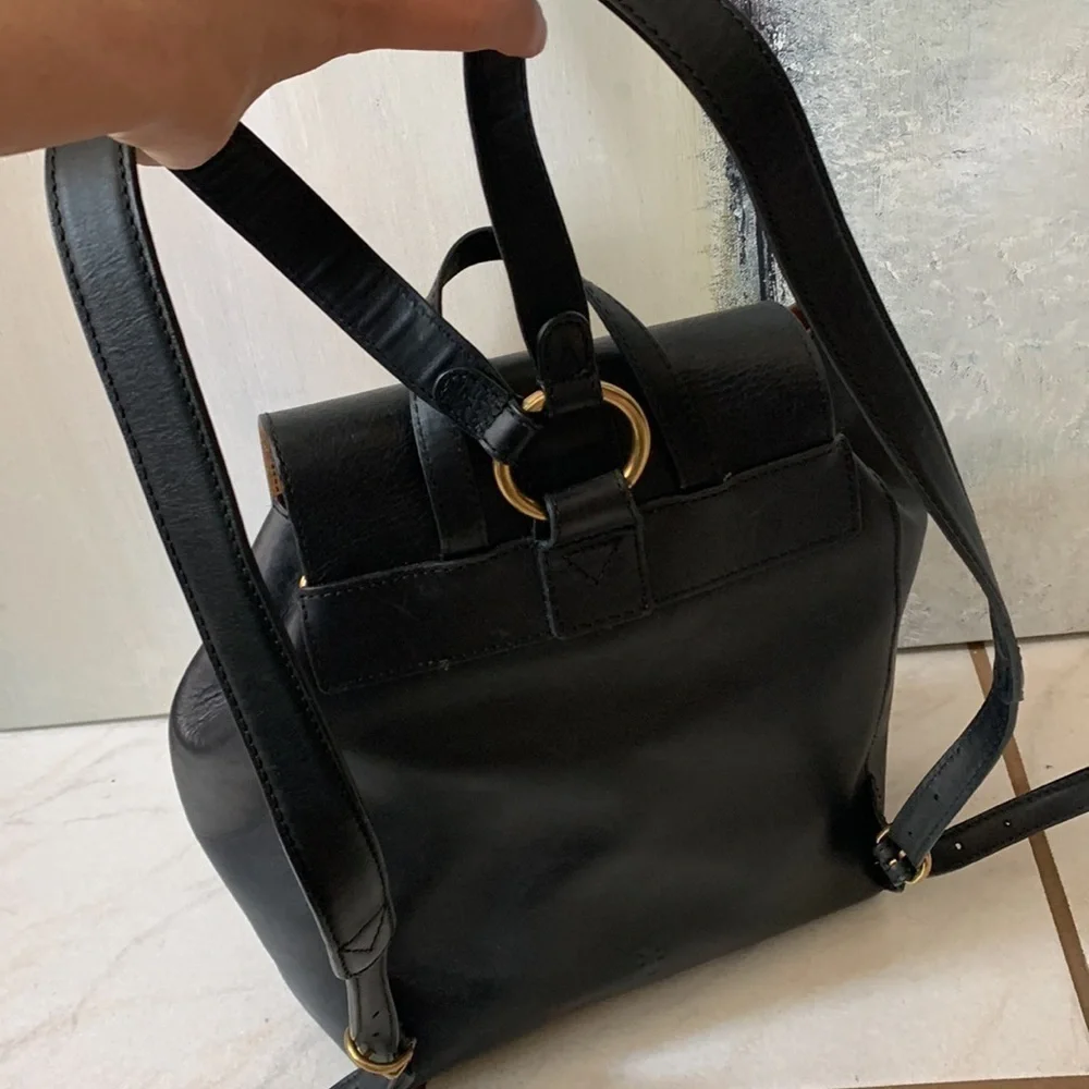FRYE Black Leather Backpack